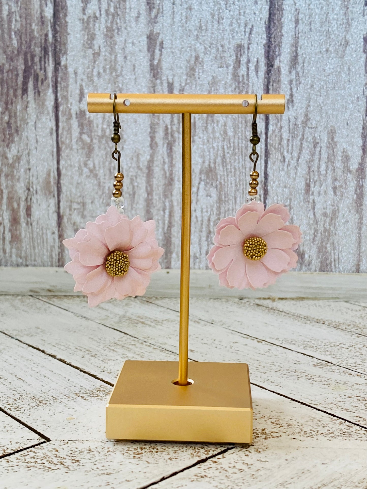 Pink Origami Flower Earrings