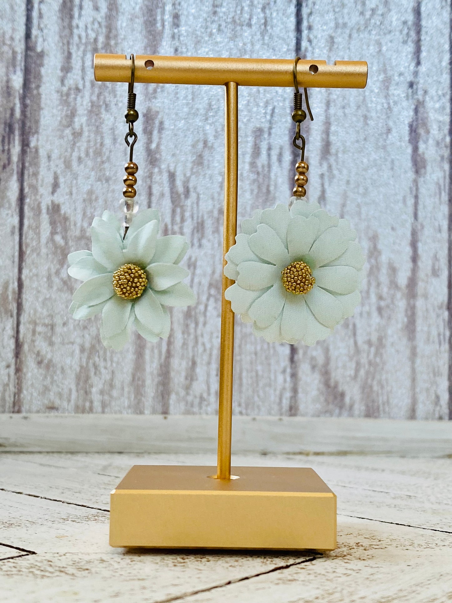 Mint Origami Flower Earrings