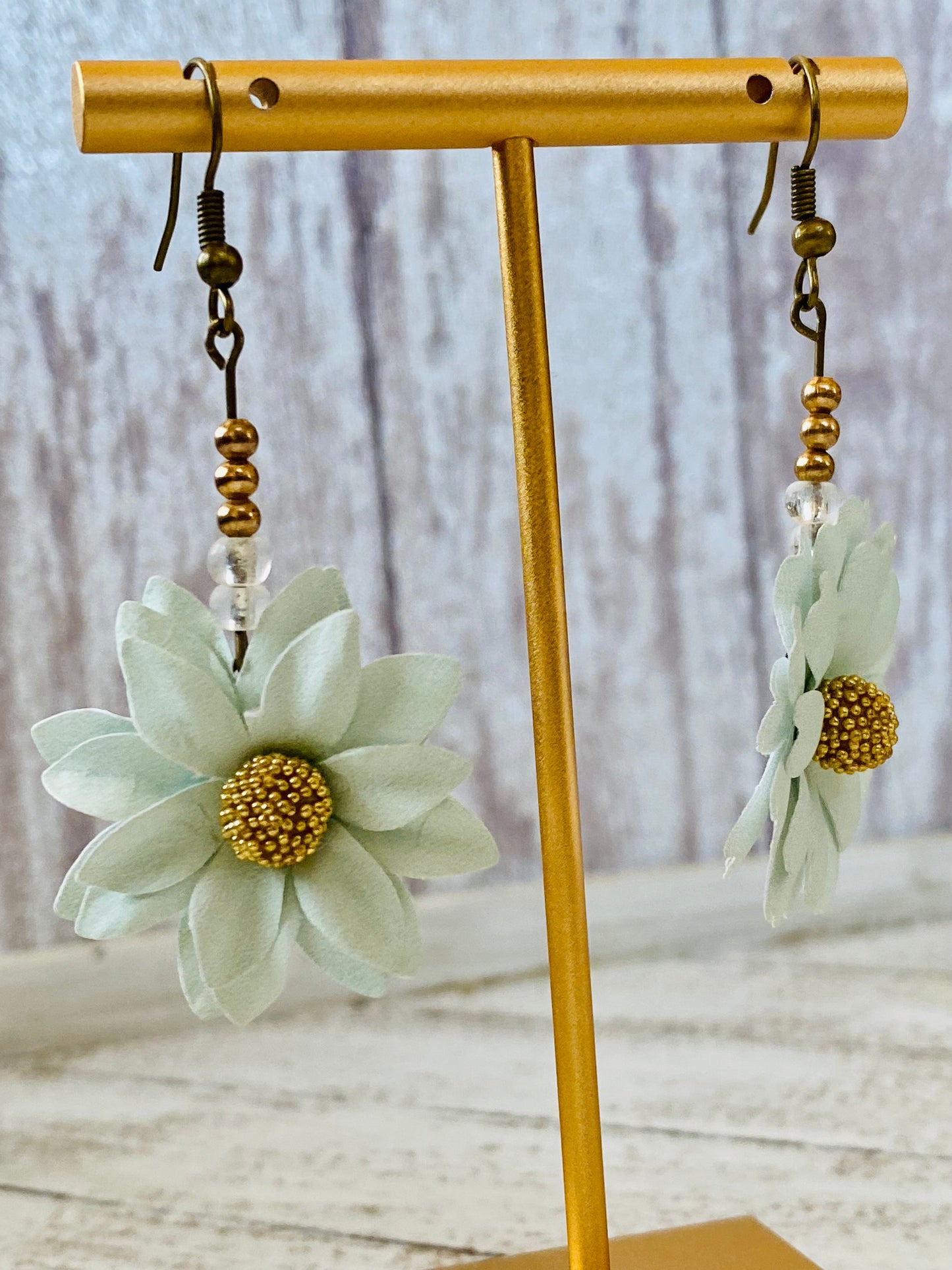 Mint Origami Flower Earrings