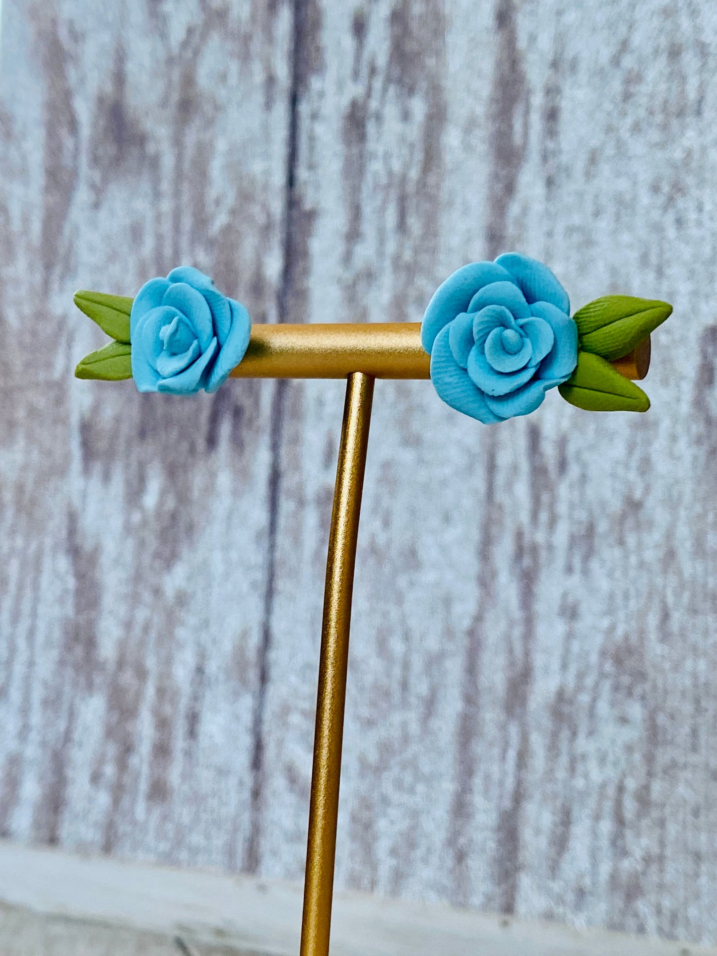 Blue Rose Stud Earrings