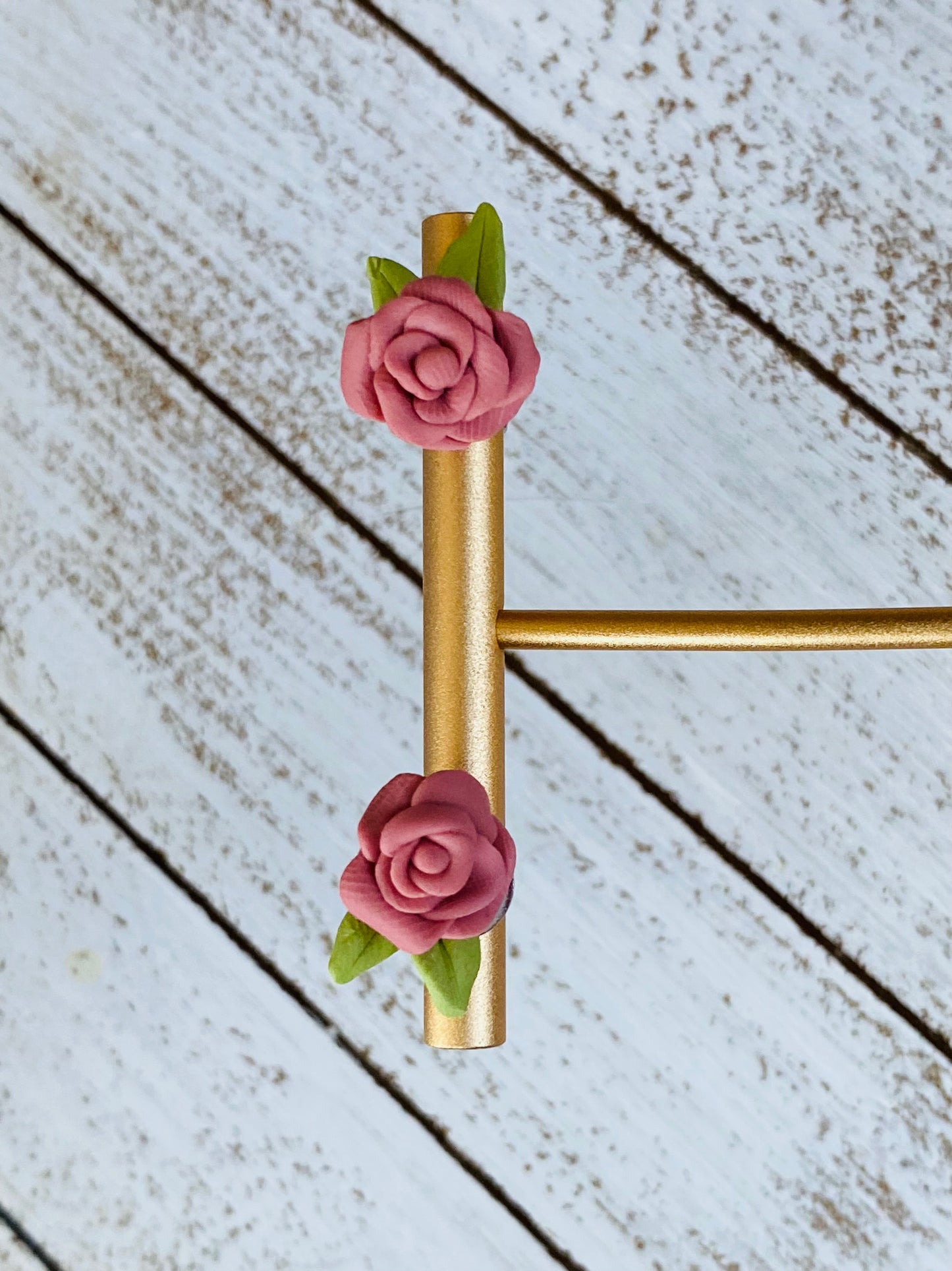 Pink Rose Stud Earrings