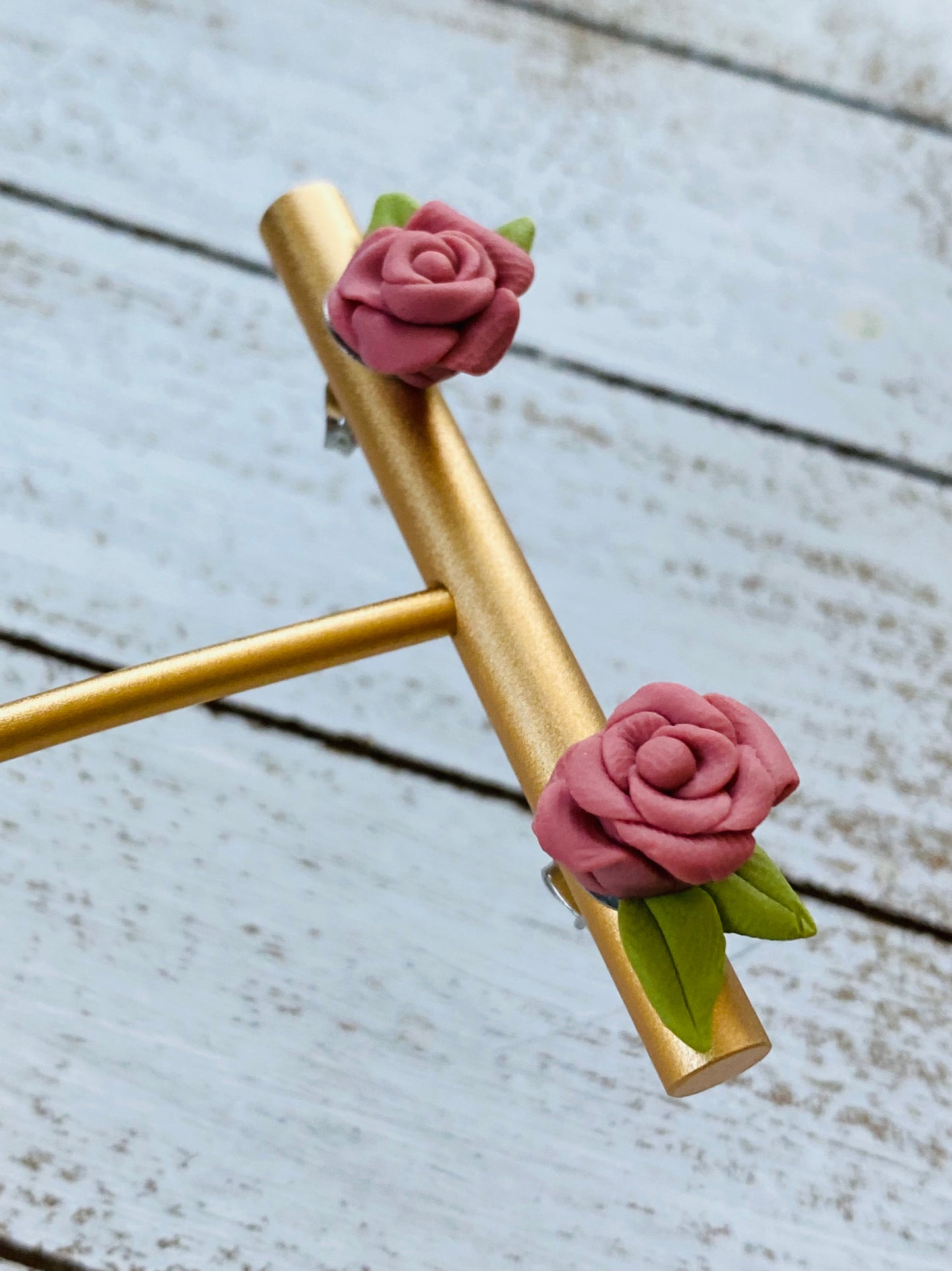 Pink Rose Stud Earrings