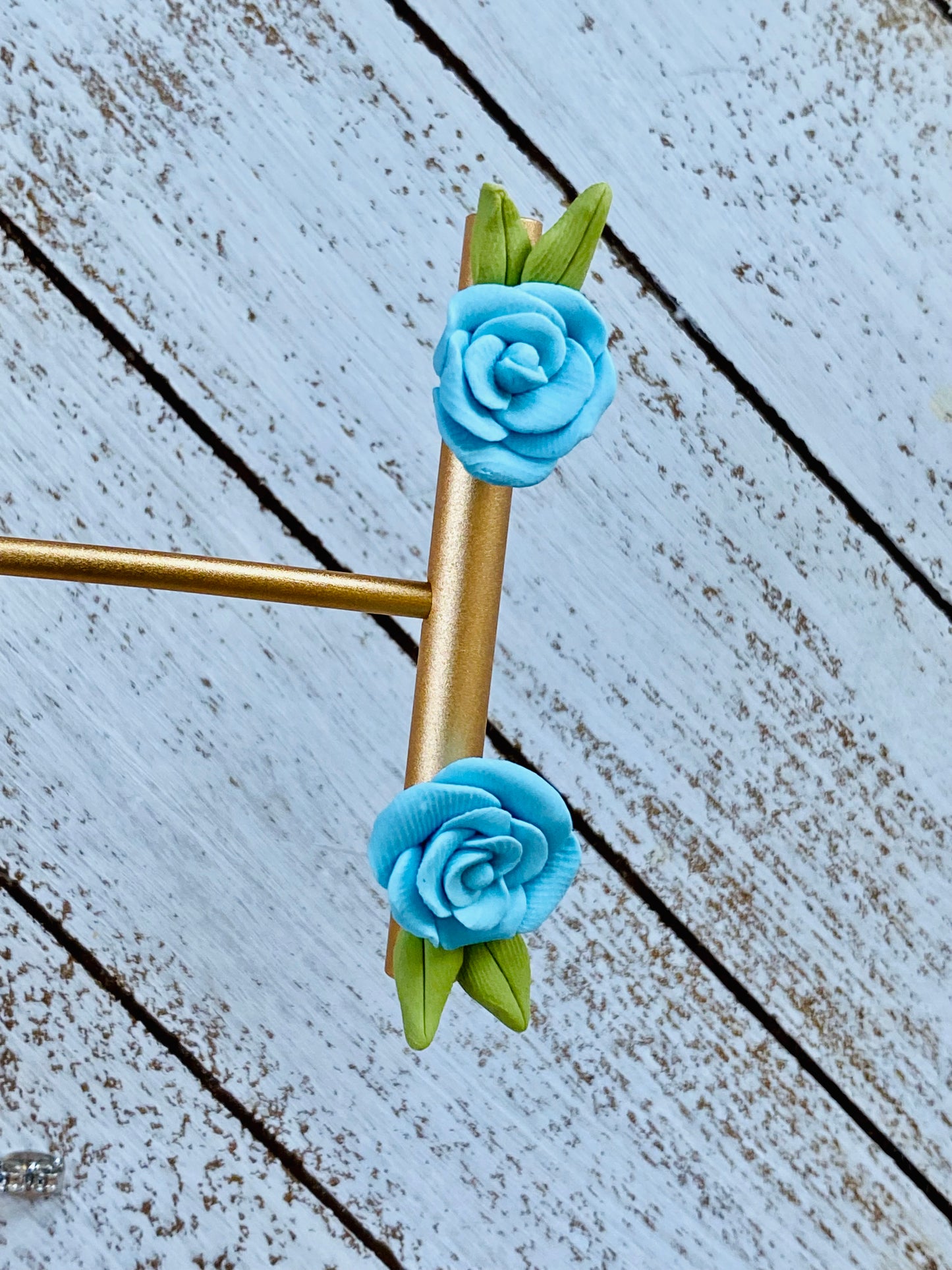 Blue Rose Stud Earrings