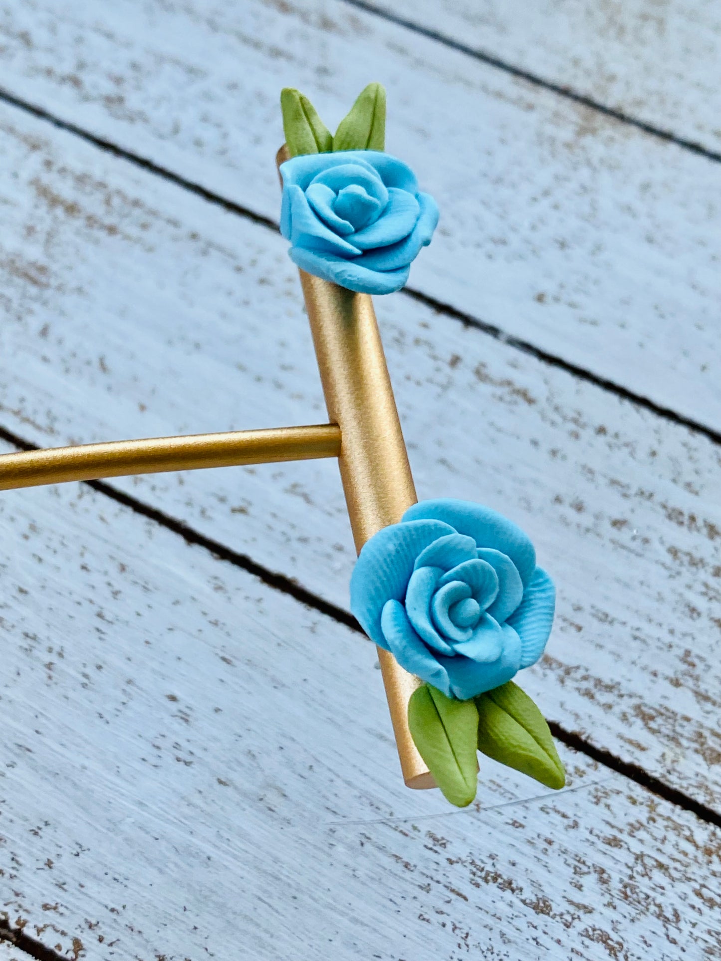 Blue Rose Stud Earrings