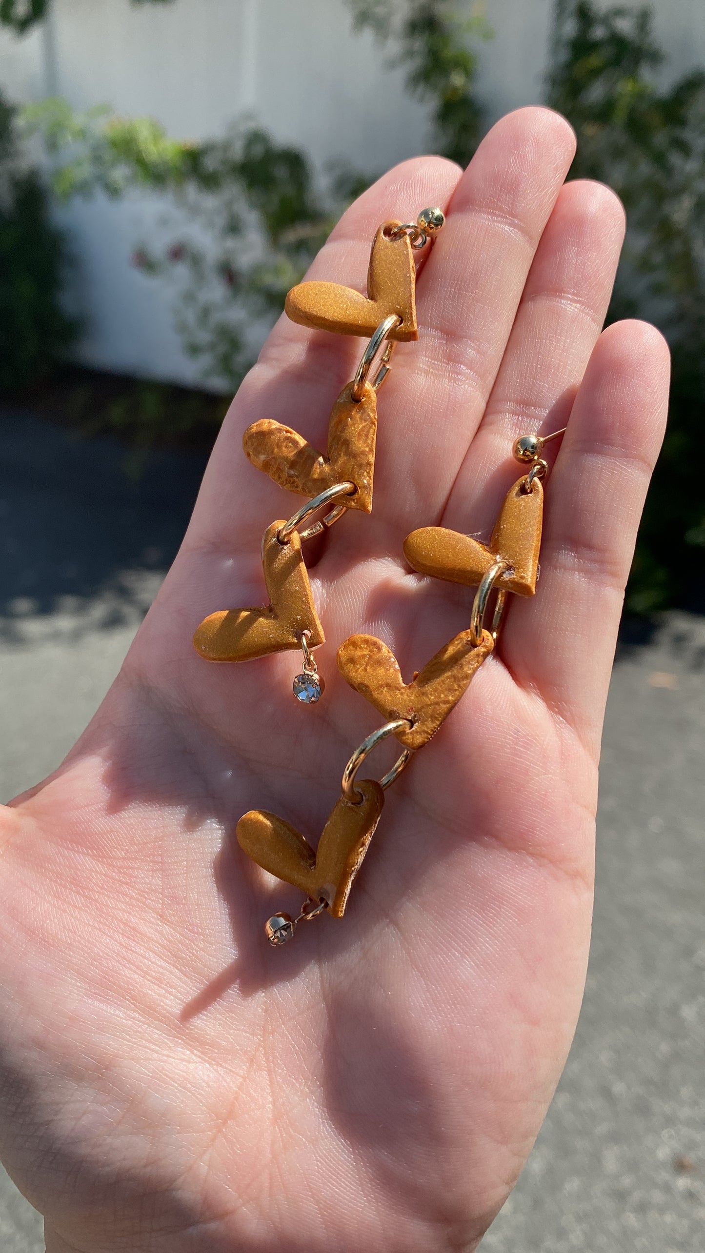 Golden Heart Trio Earrings