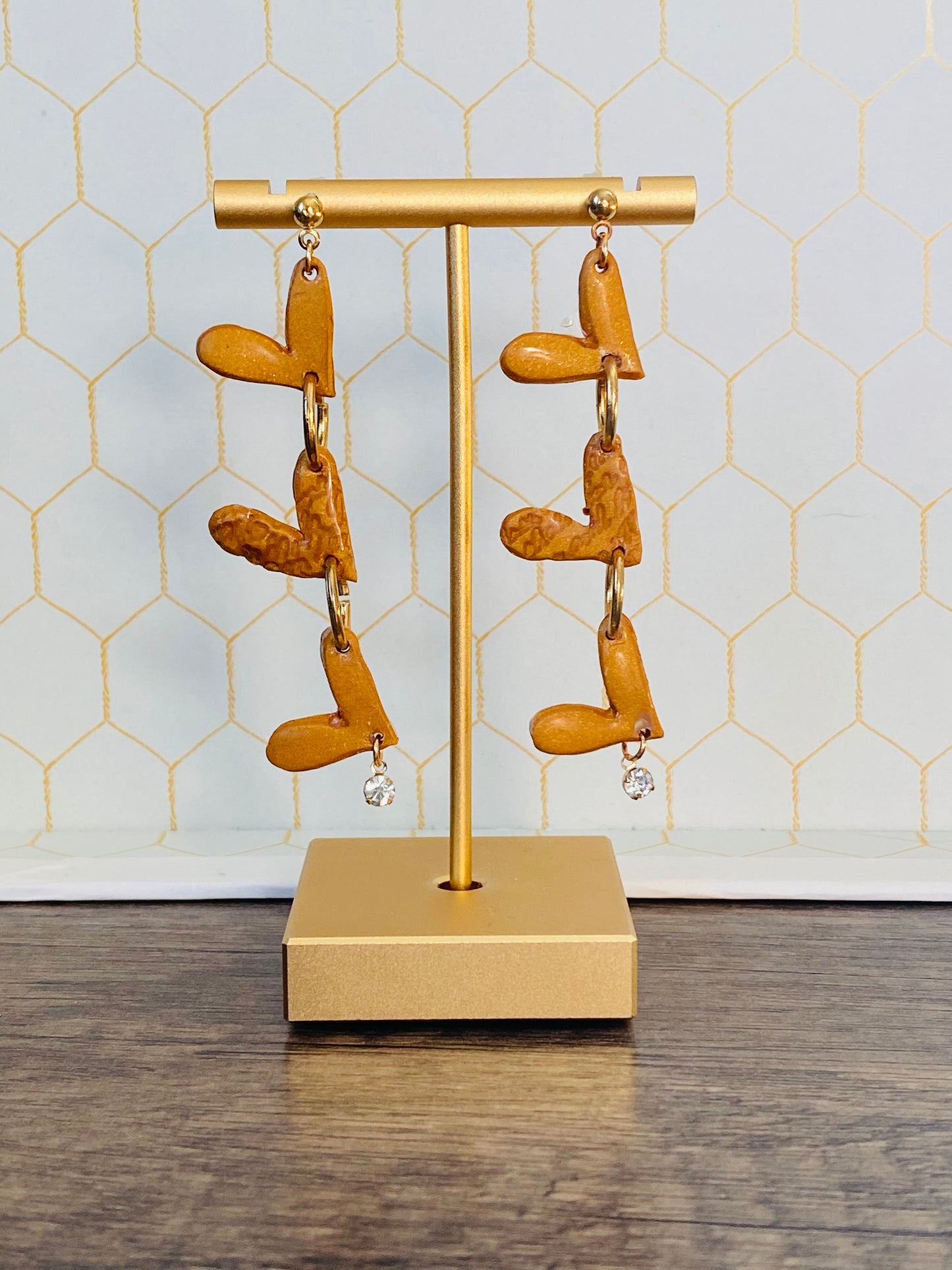 Golden Heart Trio Earrings