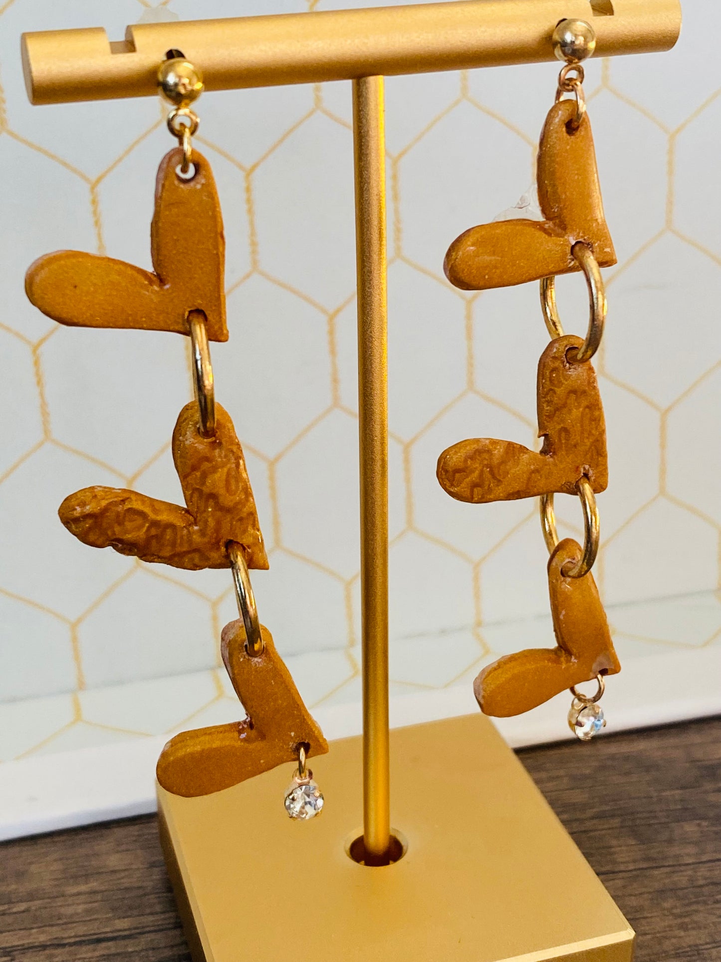 Golden Heart Trio Earrings