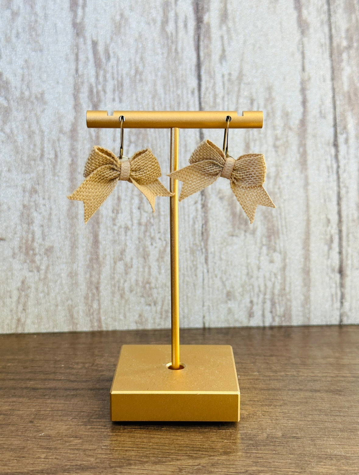 Burlap Bow Earrings