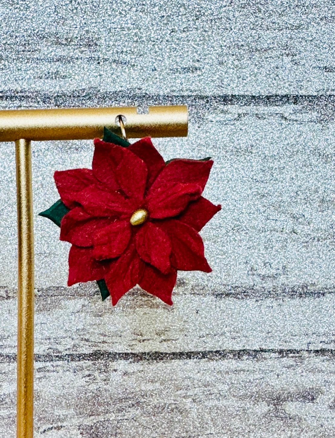 Red Poinsettia Leaf Earrings