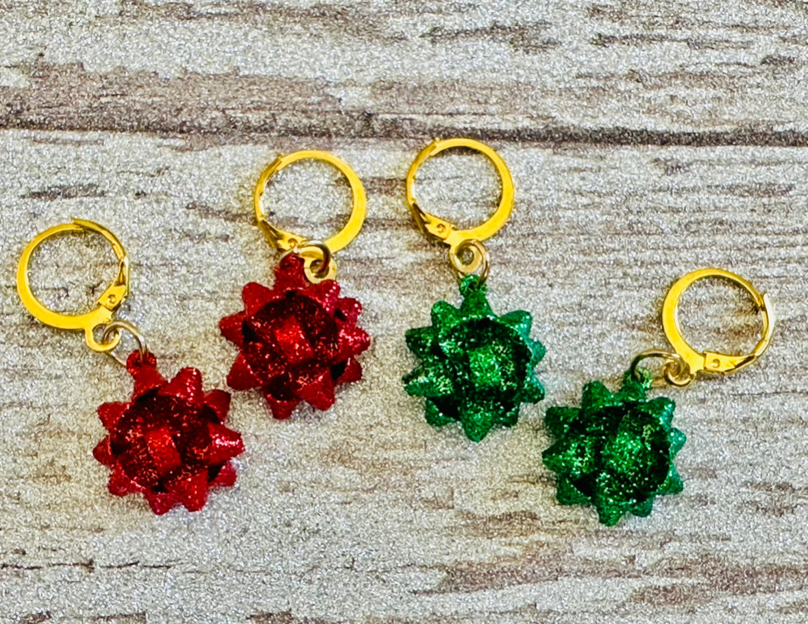 Holiday Glitter Bow Earrings