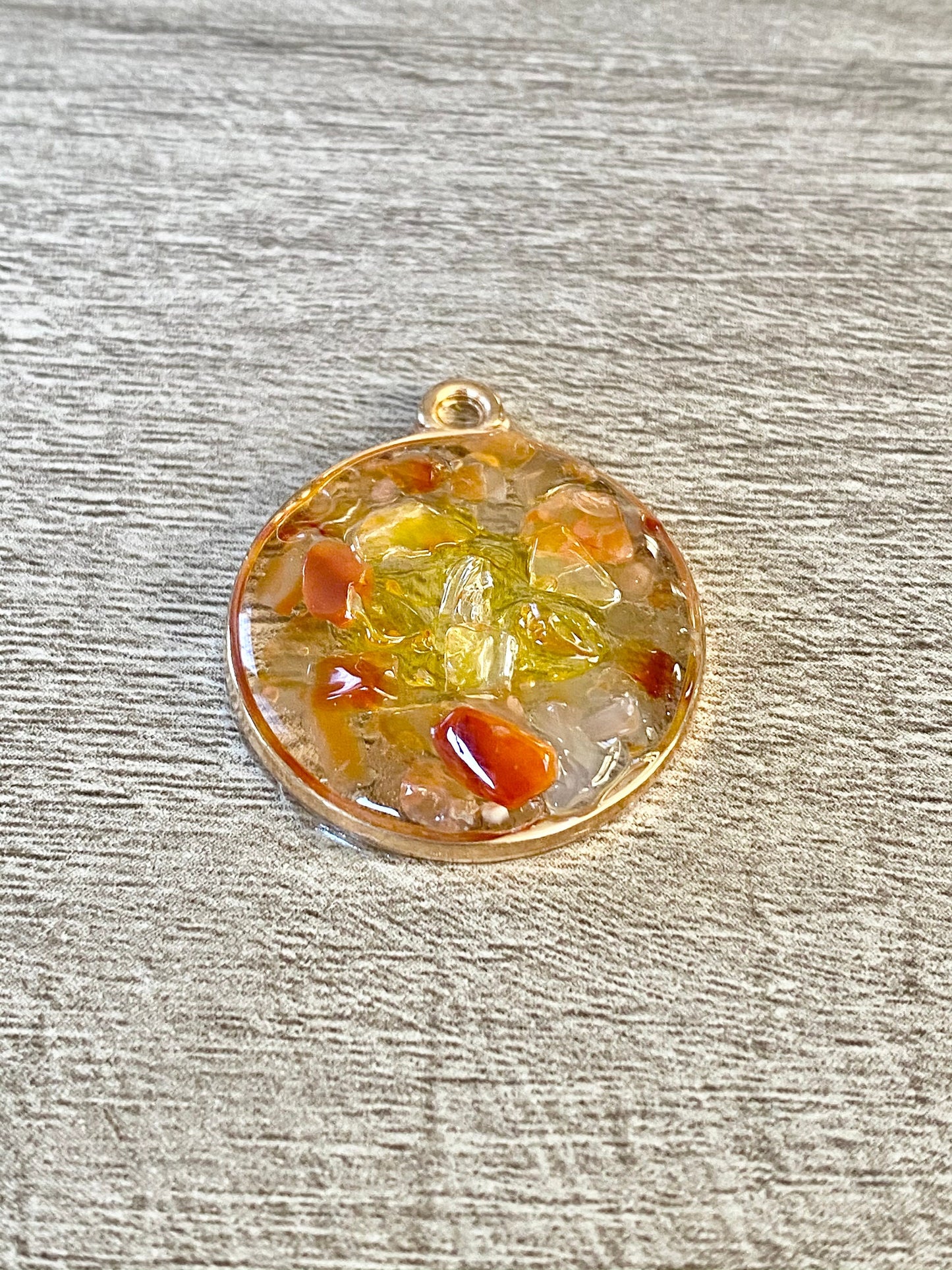 Red Agate and Citrine Orange Resin Necklace