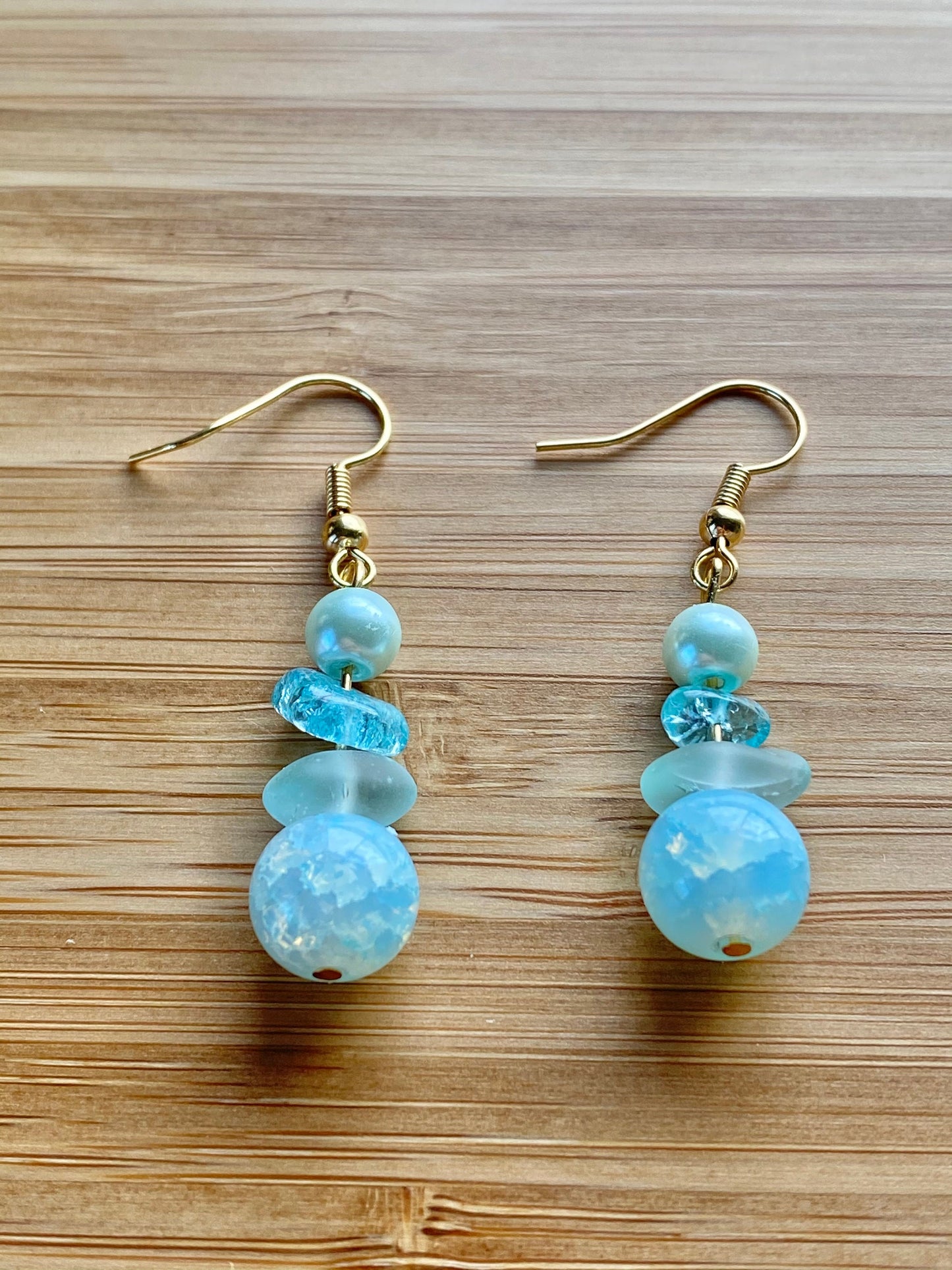 Ice Blue Beaded Earrings