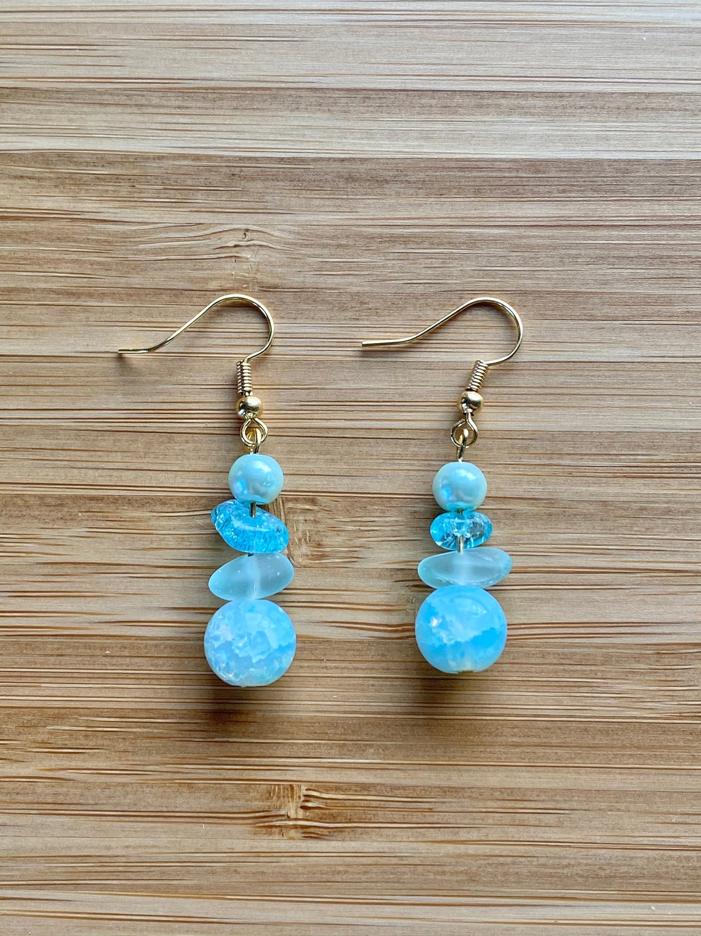 Ice Blue Beaded Earrings