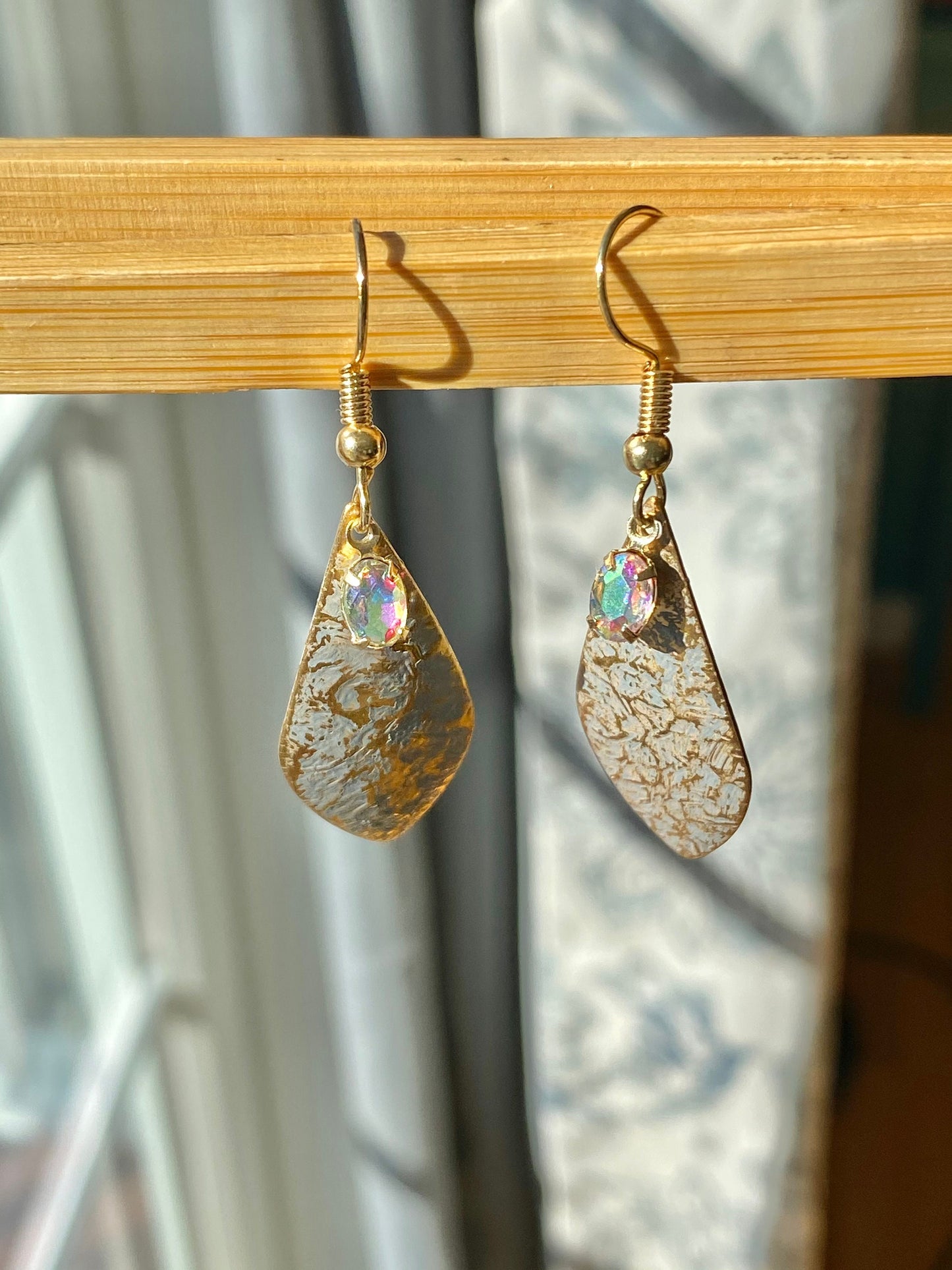 Teardrop Faded Gold Drop Earrings
