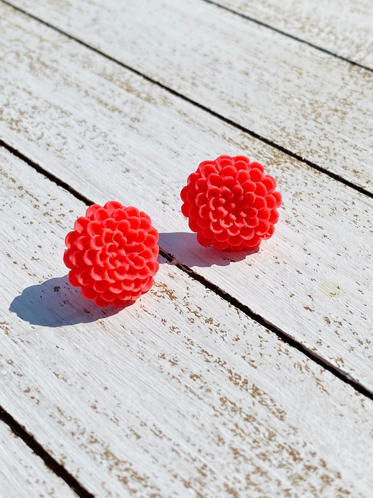 Pink Peony Stud Earrings