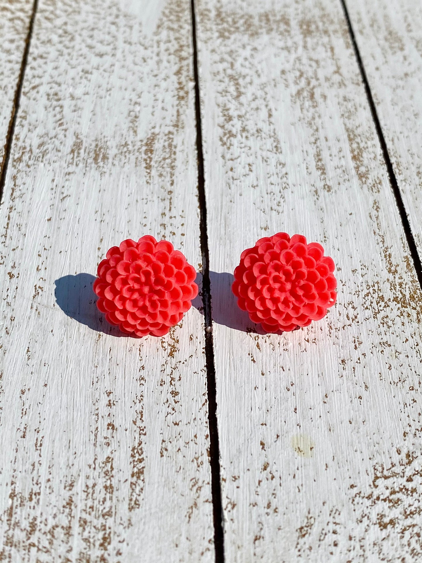 Pink Peony Stud Earrings