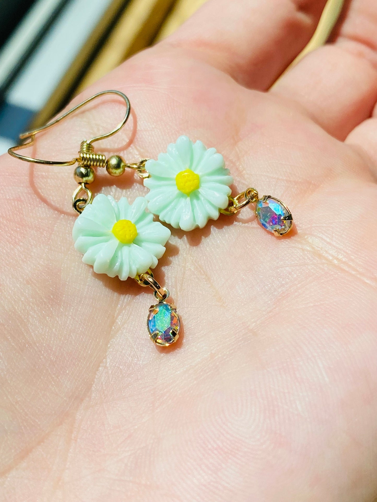 Golden Daisy Droplet Earrings