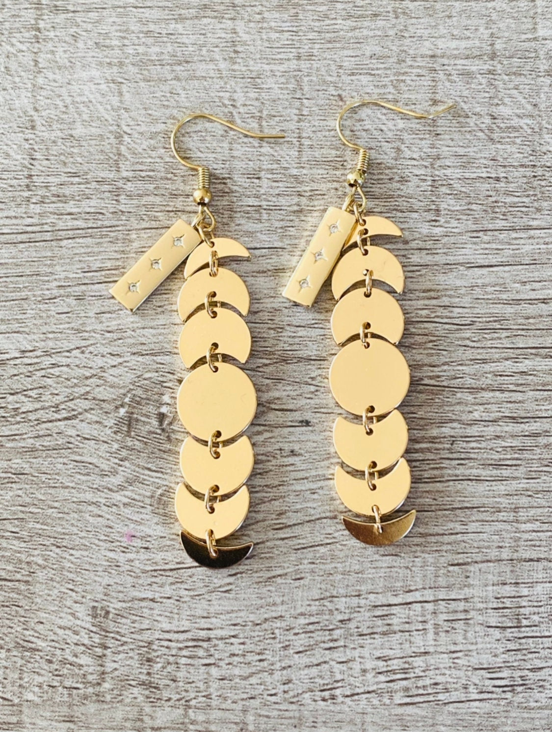 Golden Moon Phase Earrings