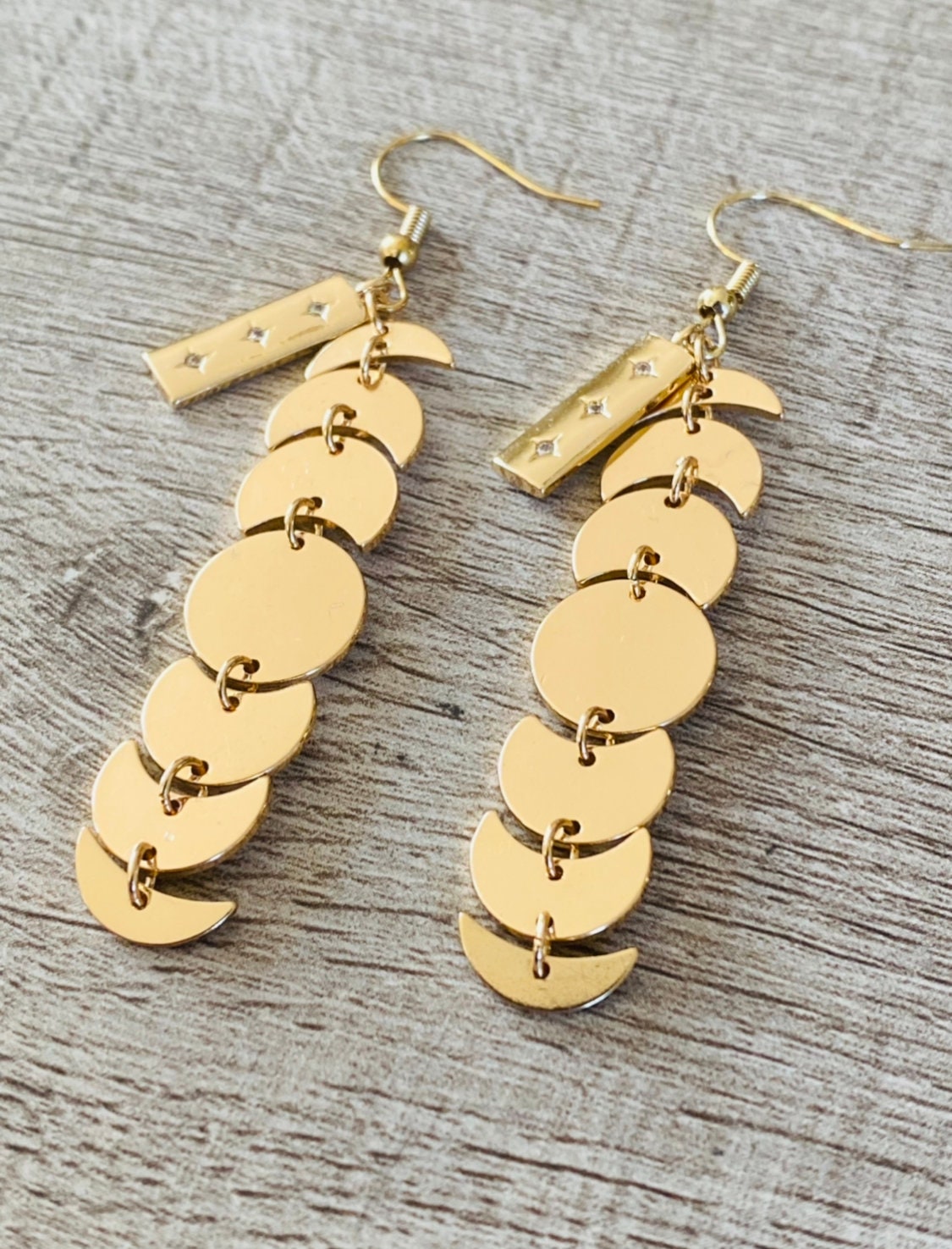 Golden Moon Phase Earrings