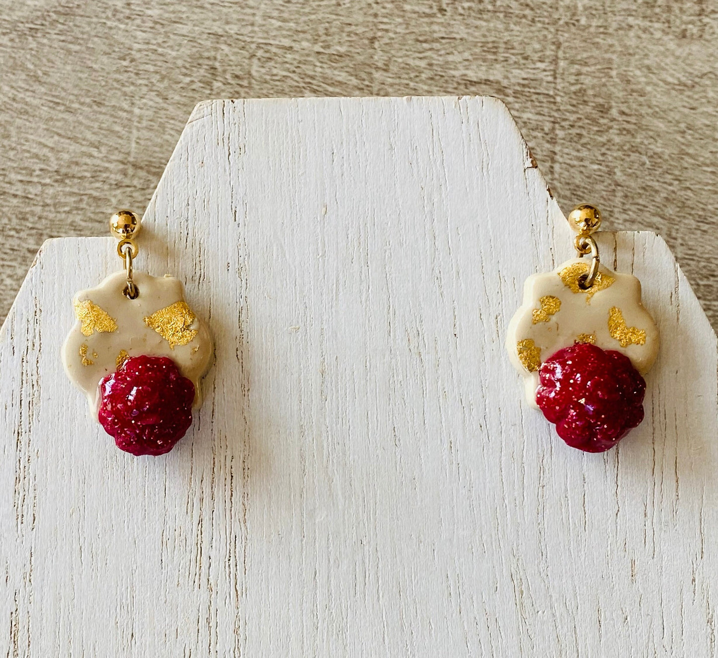 Burgundy Floral Cluster Earrings