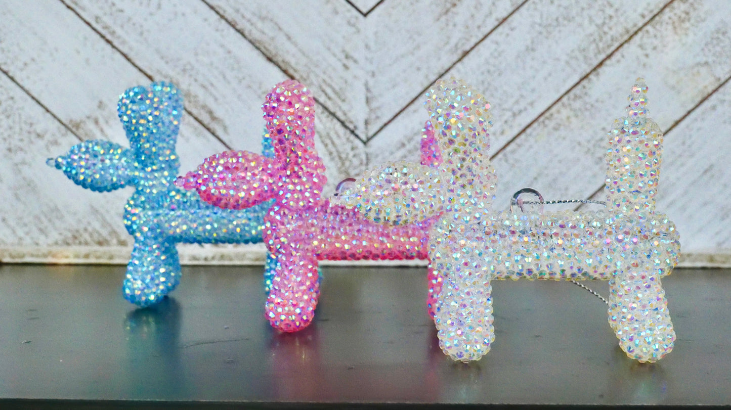 Rhinestoned Balloon Dog Ornament