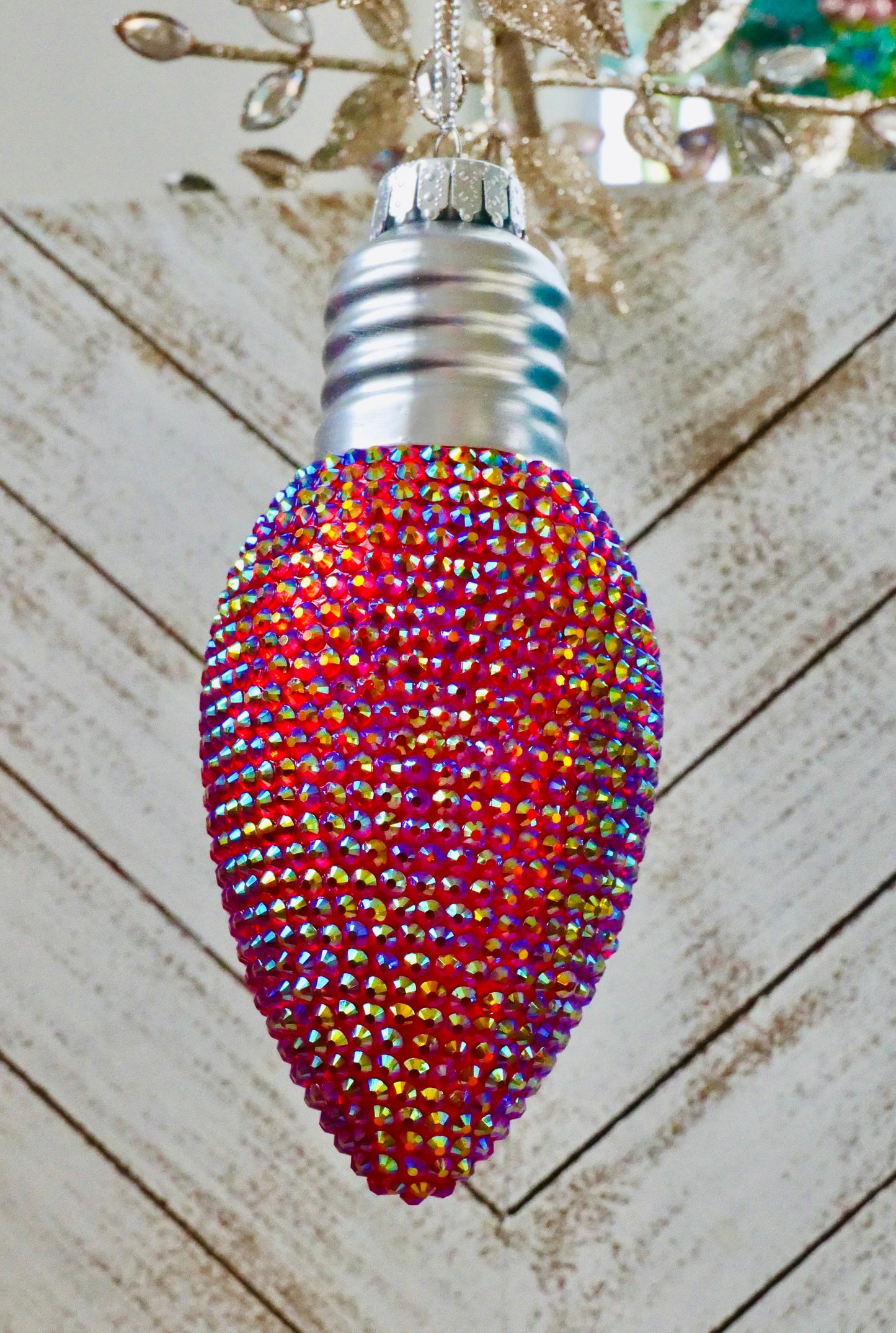 6" Rhinestone Christmas Bulb Ornament – Sparkly Holiday Decor