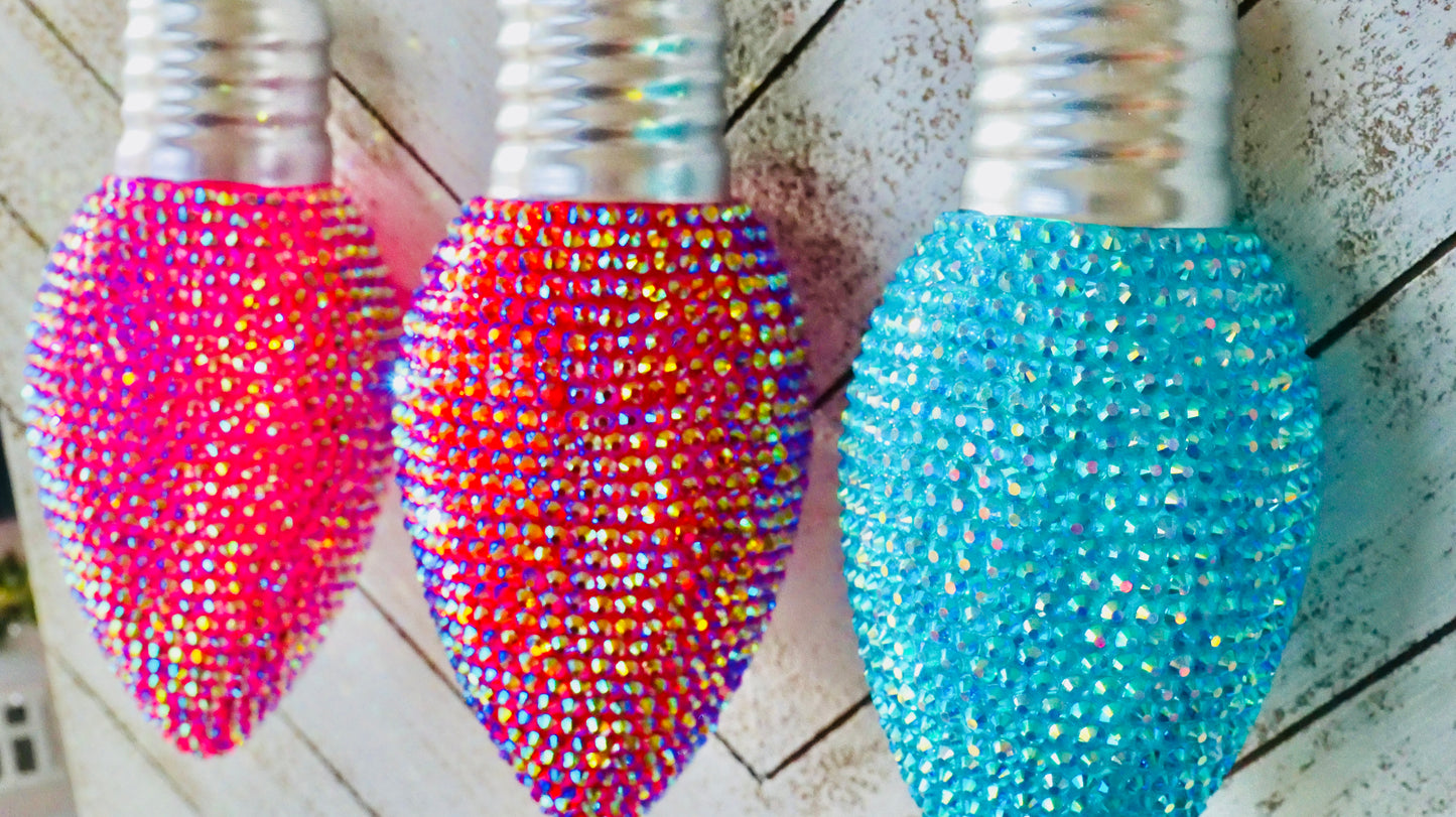 6" Rhinestone Christmas Bulb Ornament – Sparkly Holiday Decor