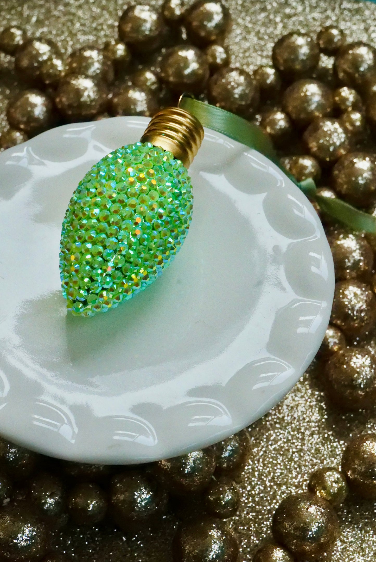 Rhinestone Christmas Bulb Ornament – Sparkly Holiday Decor