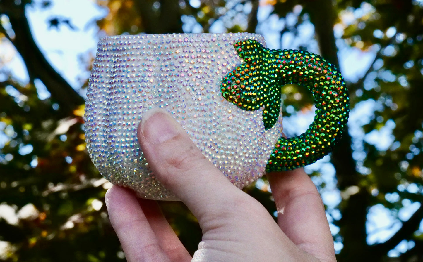 Mini Rhinestone Pumpkin Teacup – Sparkly Fall Crystal Decor