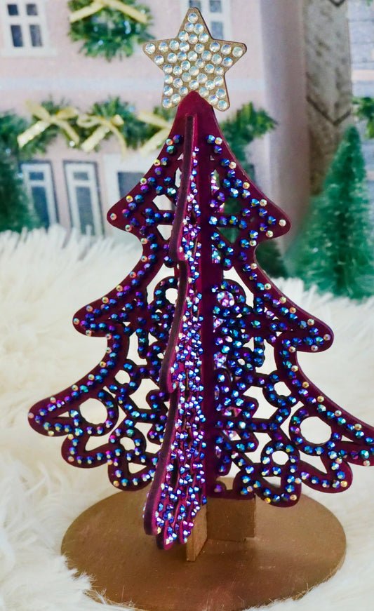 Purple Rhinestone Tabletop Christmas Tree Decor