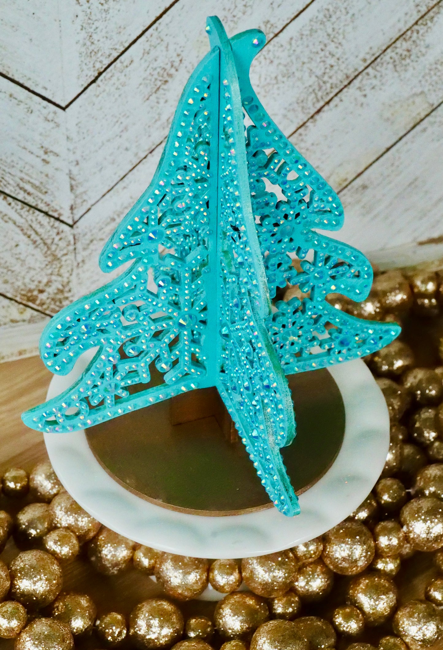 Blue Rhinestone Tabletop Christmas Tree Decor