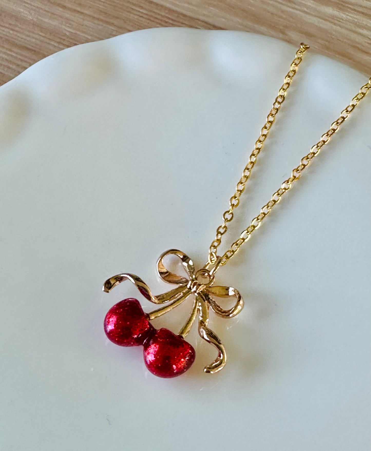 Cherry Bow Necklace