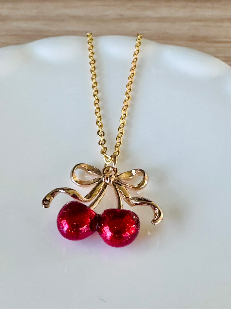 Cherry Bow Necklace