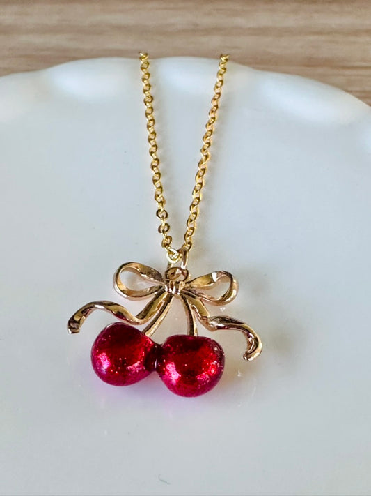 Cherry Bow Necklace