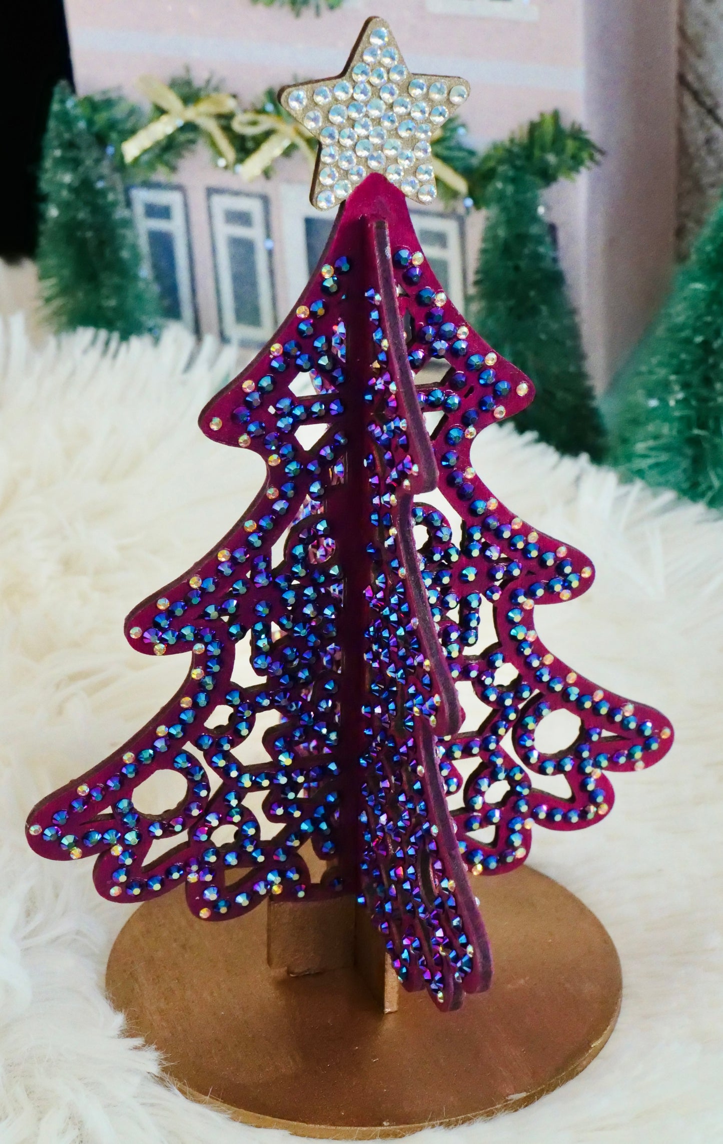 Purple Rhinestone Tabletop Christmas Tree Decor