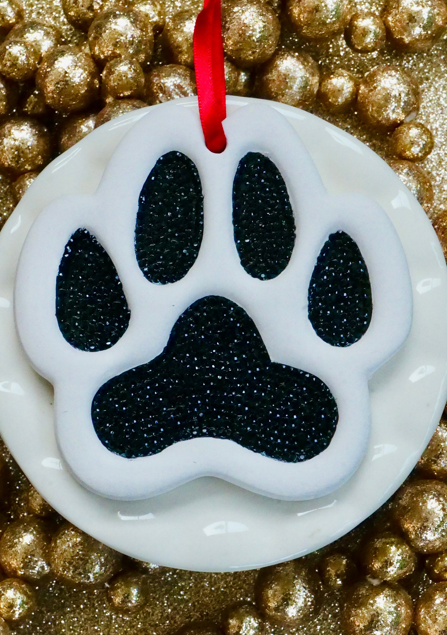 Rhinestone Paw Print Ornament – Sparkly Pet Christmas Decor