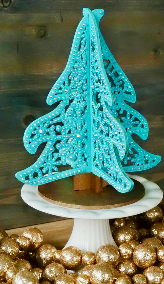 Blue Rhinestone Tabletop Christmas Tree Decor