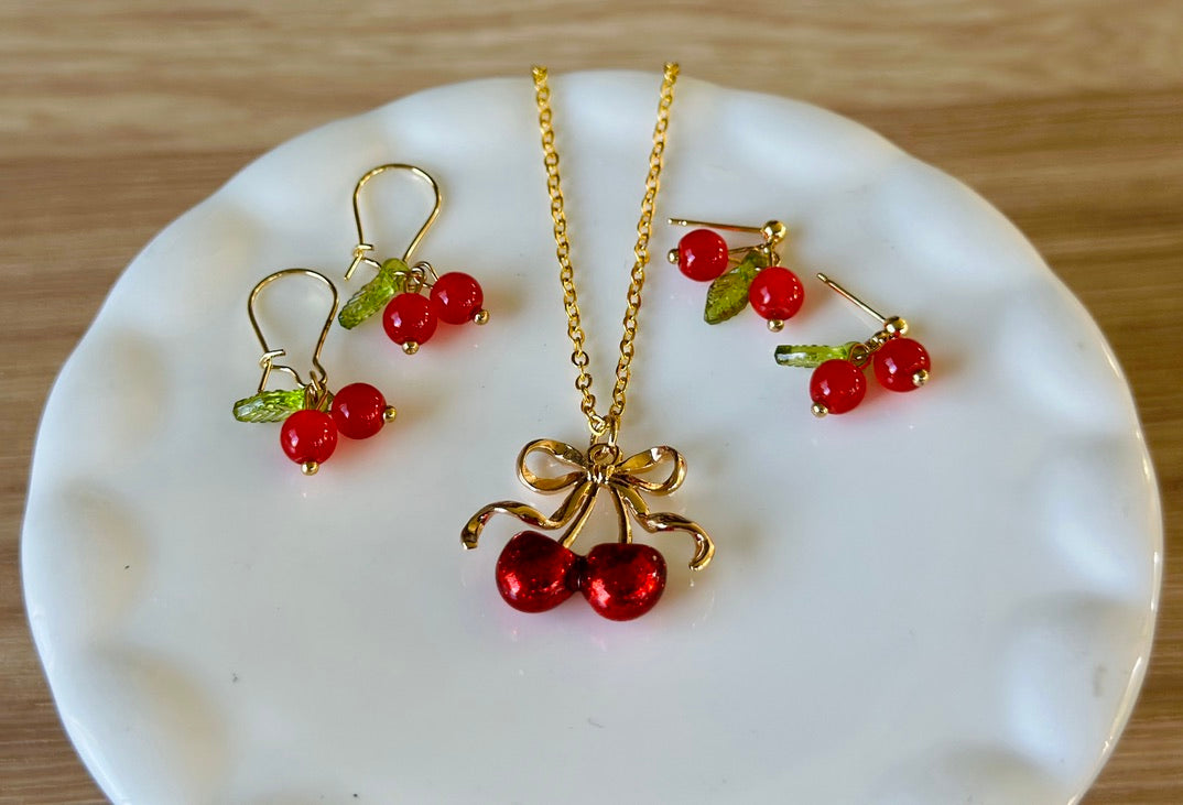 Cherry Bow Necklace
