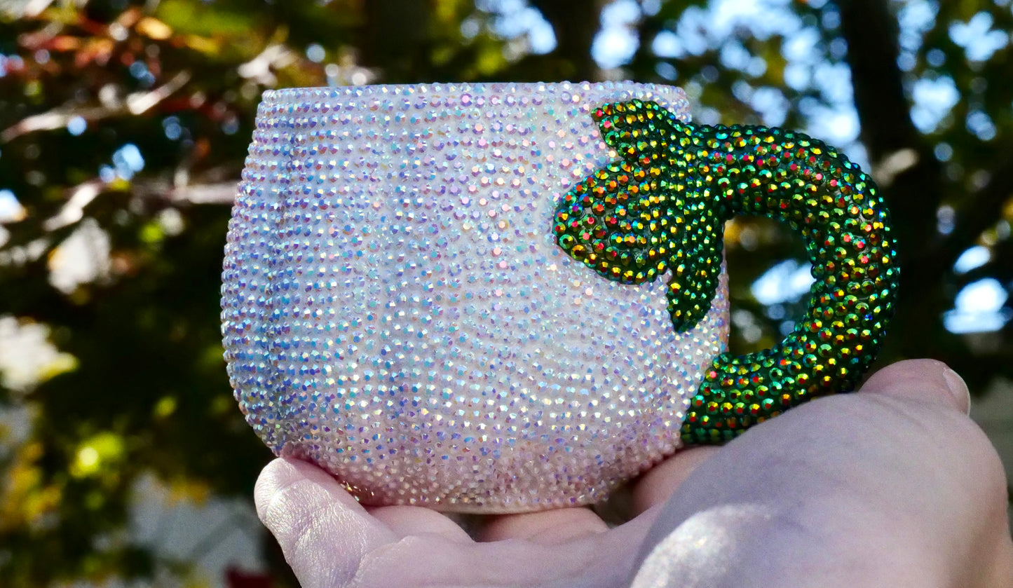 Mini Rhinestone Pumpkin Teacup – Sparkly Fall Crystal Decor