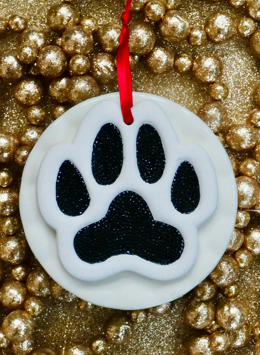 Rhinestone Paw Print Ornament – Sparkly Pet Christmas Decor