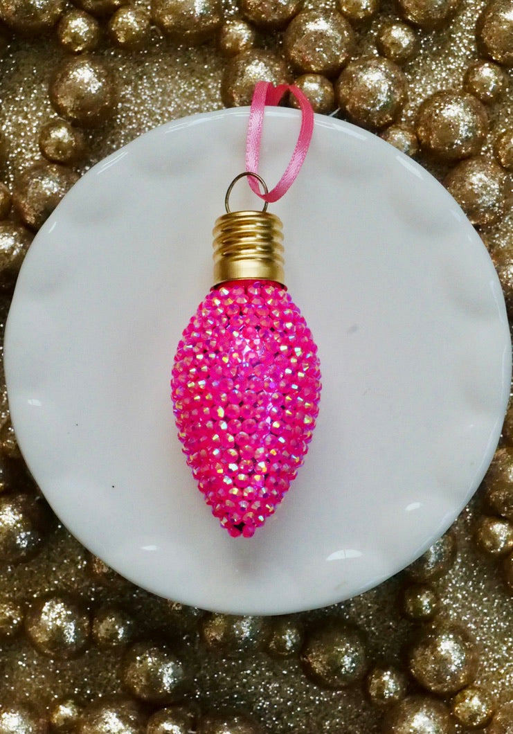 Rhinestone Christmas Bulb Ornament – Sparkly Holiday Decor