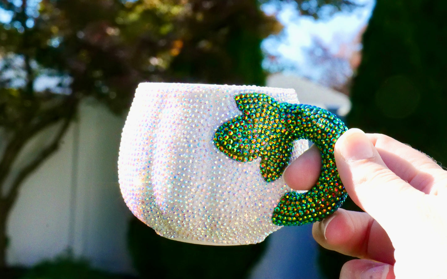 Mini Rhinestone Pumpkin Teacup – Sparkly Fall Crystal Decor