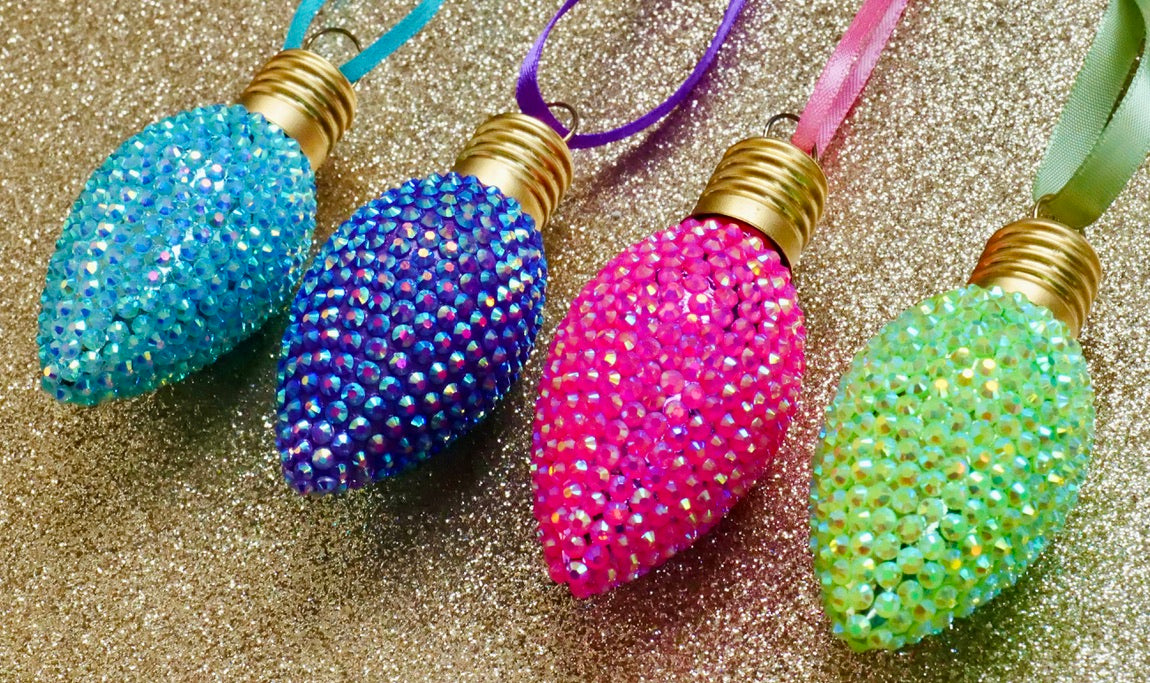 Rhinestone Christmas Bulb Ornament – Sparkly Holiday Decor