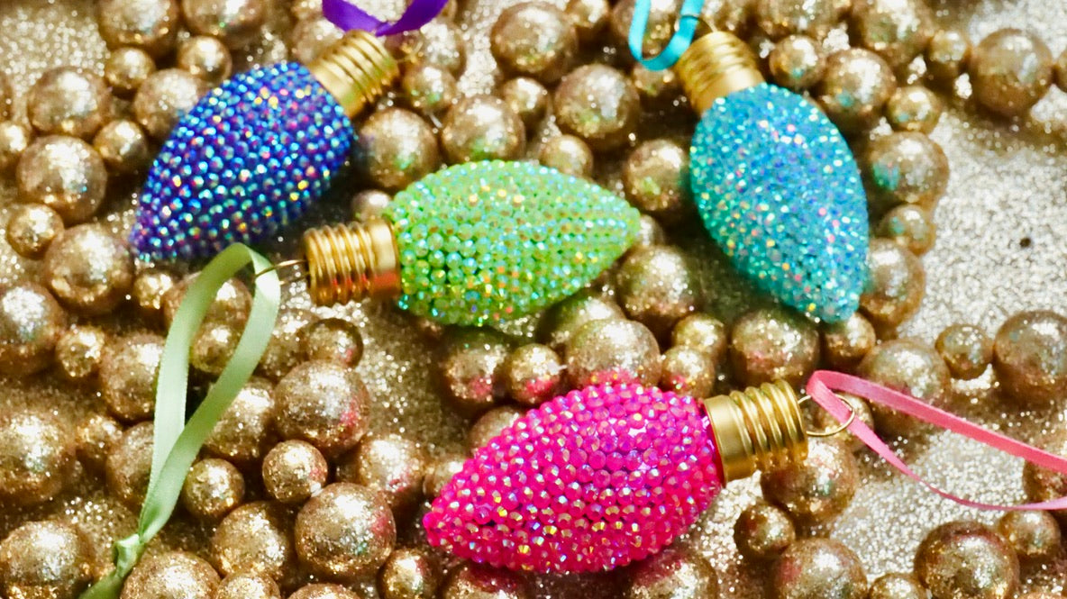 Rhinestone Christmas Bulb Ornament – Sparkly Holiday Decor