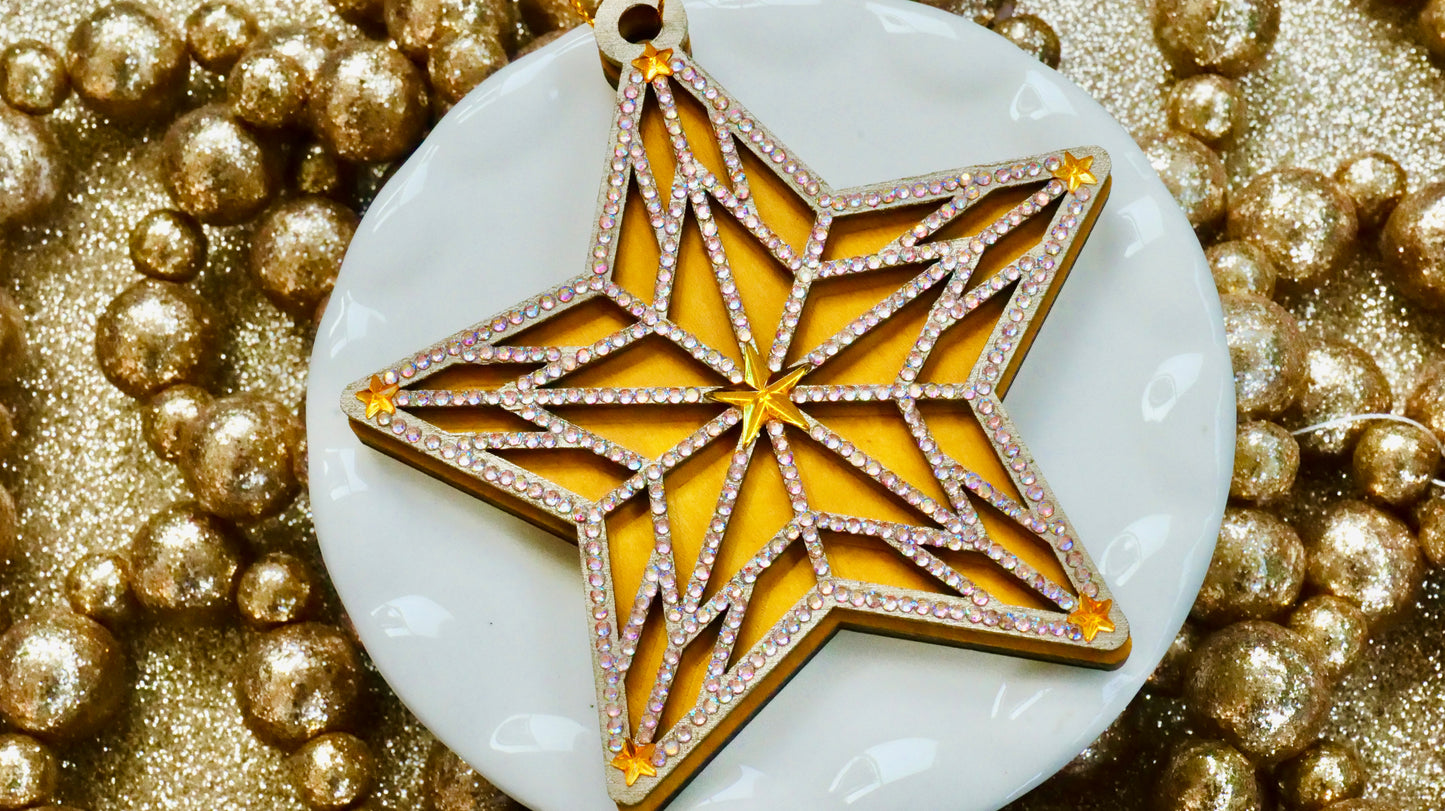 Rhinestone Star Ornament – Sparkly Christmas Tree Decor
