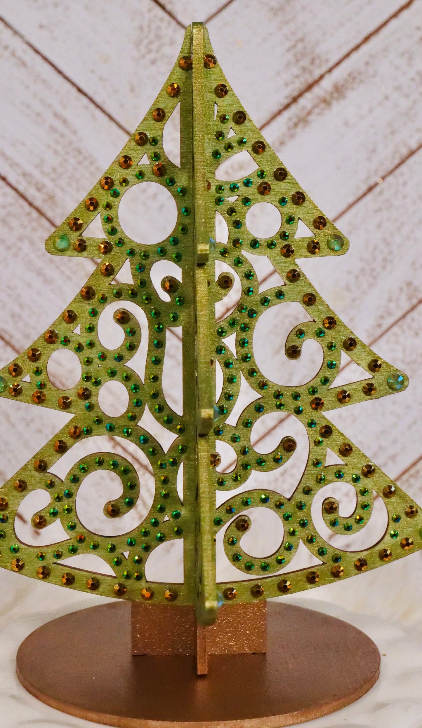 Green Rhinestone Tabletop Christmas Tree Decor