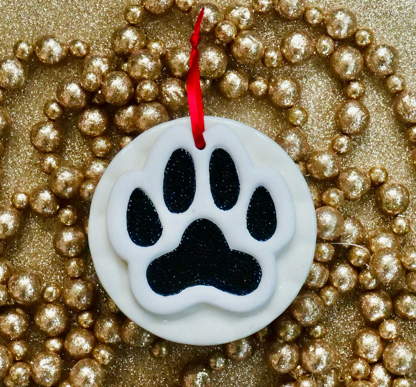Rhinestone Paw Print Ornament – Sparkly Pet Christmas Decor