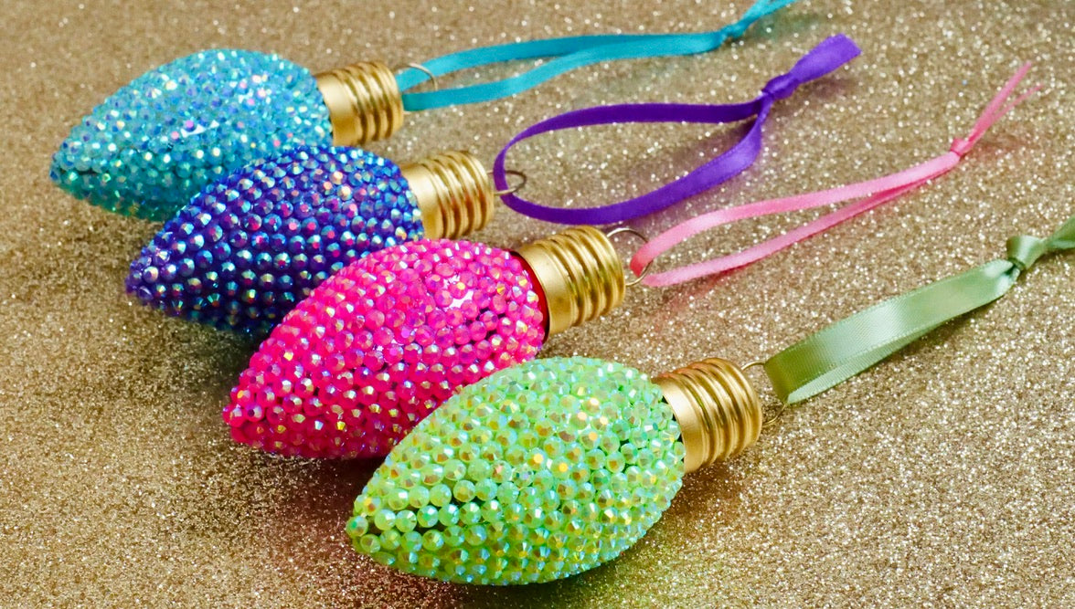 Rhinestone Christmas Bulb Ornament – Sparkly Holiday Decor