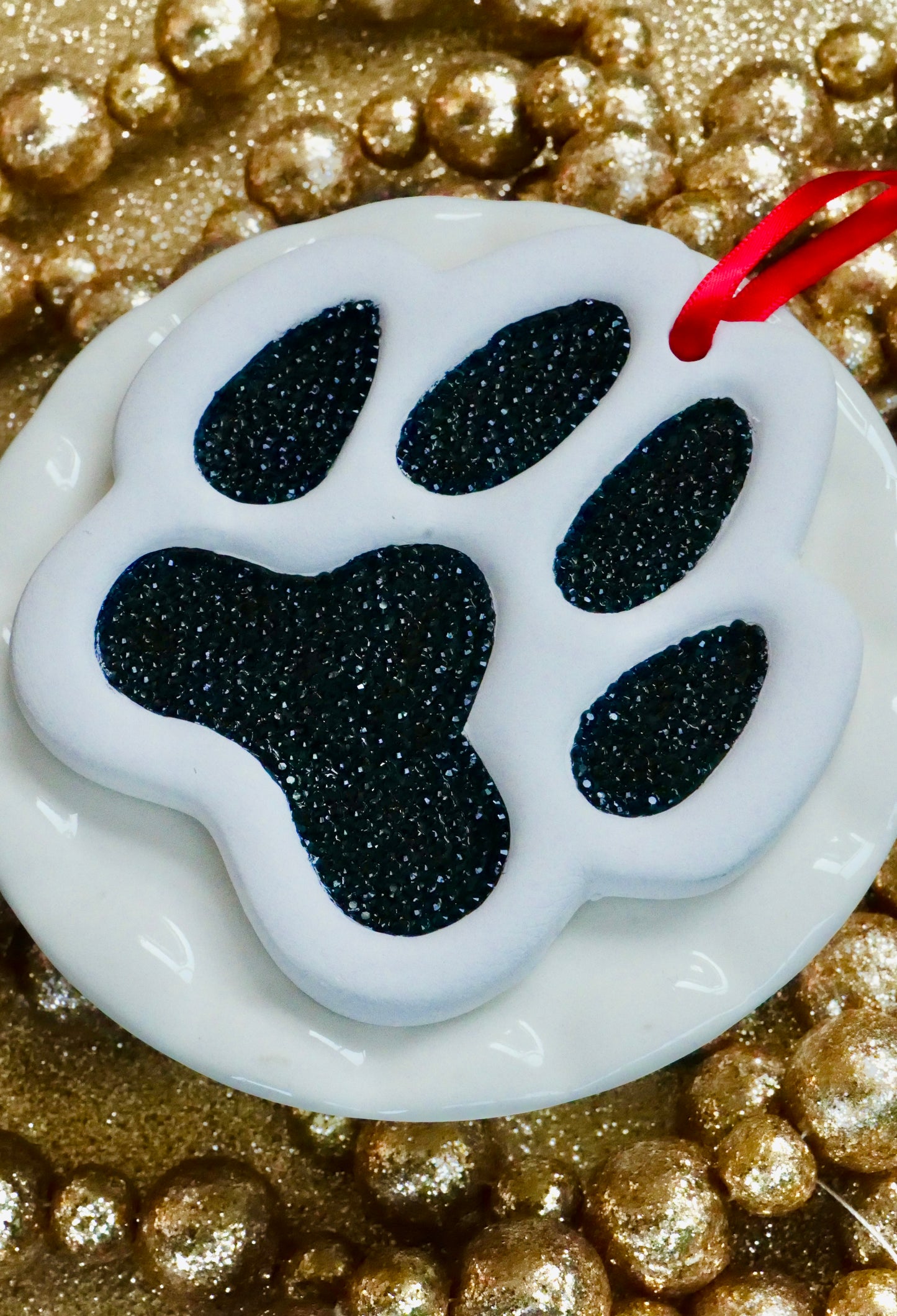 Rhinestone Paw Print Ornament – Sparkly Pet Christmas Decor