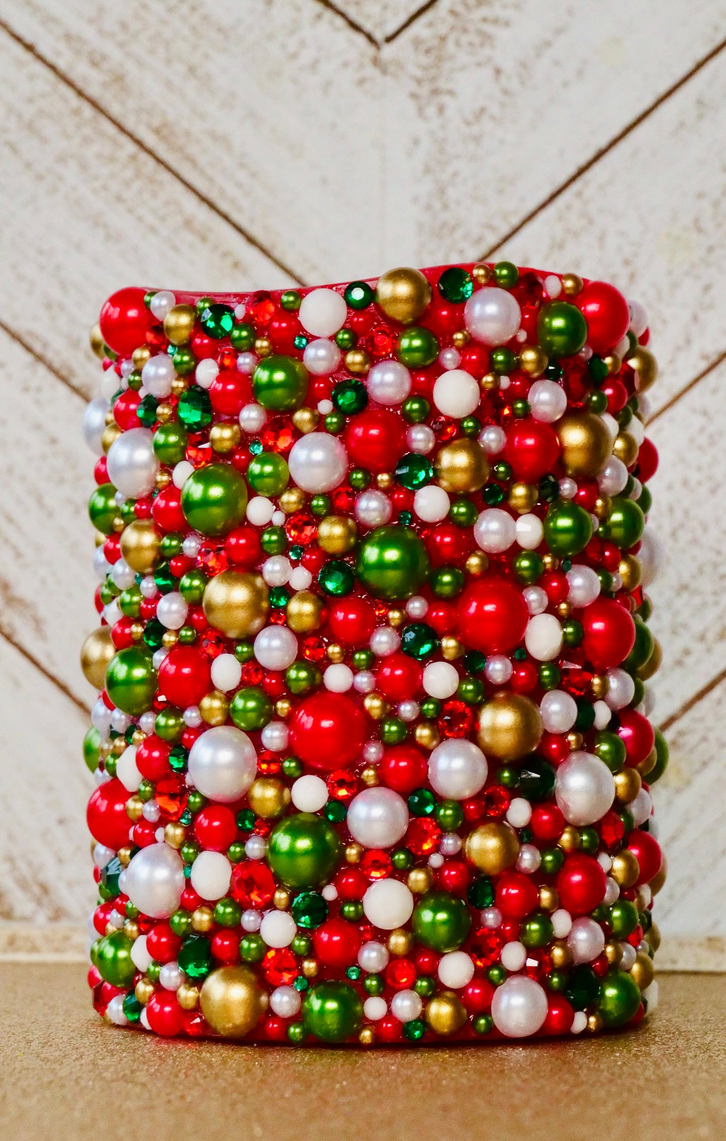 Christmas Rhinestoned Flameless LED Candle- 4 Inch